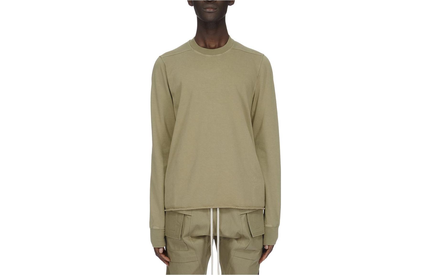 Rick Owens Gray Solid Crewneck Long-Sleeve Sweatshirt DU02C5279RIG-25