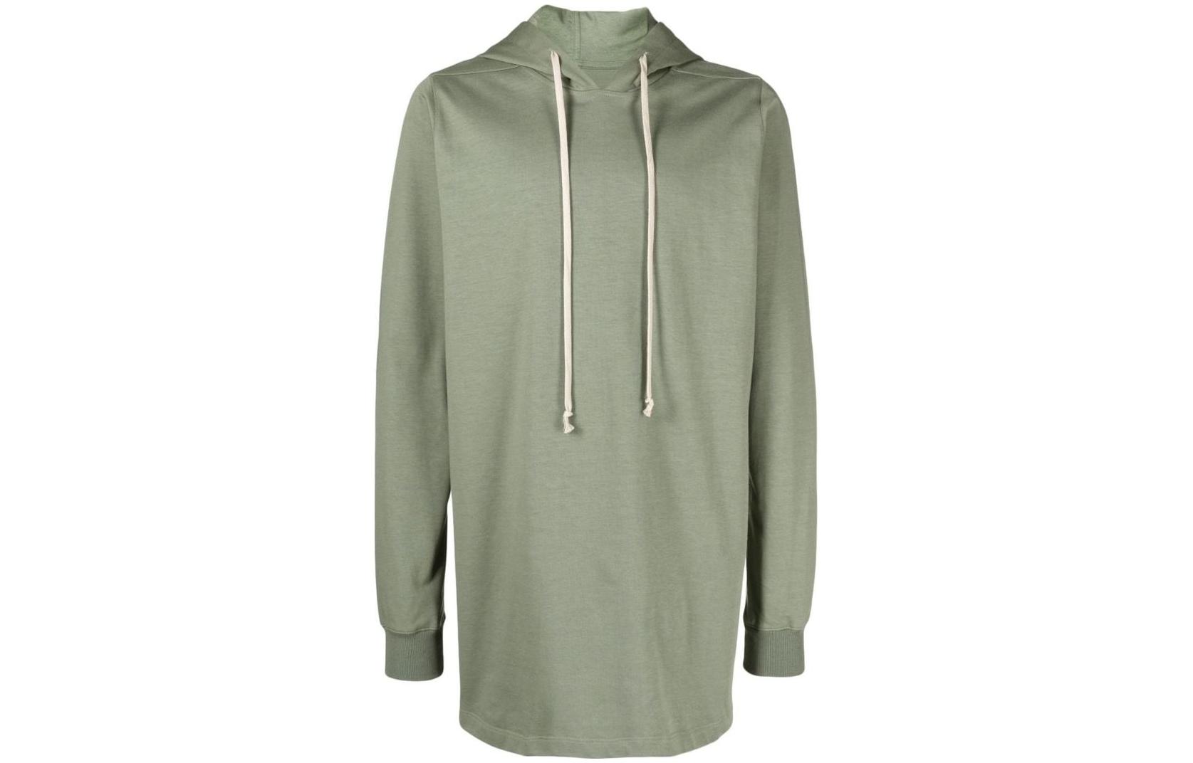Rick Owens Green Solid Color Drawstring Hoodie Long Sleeve RU01C4285BA55