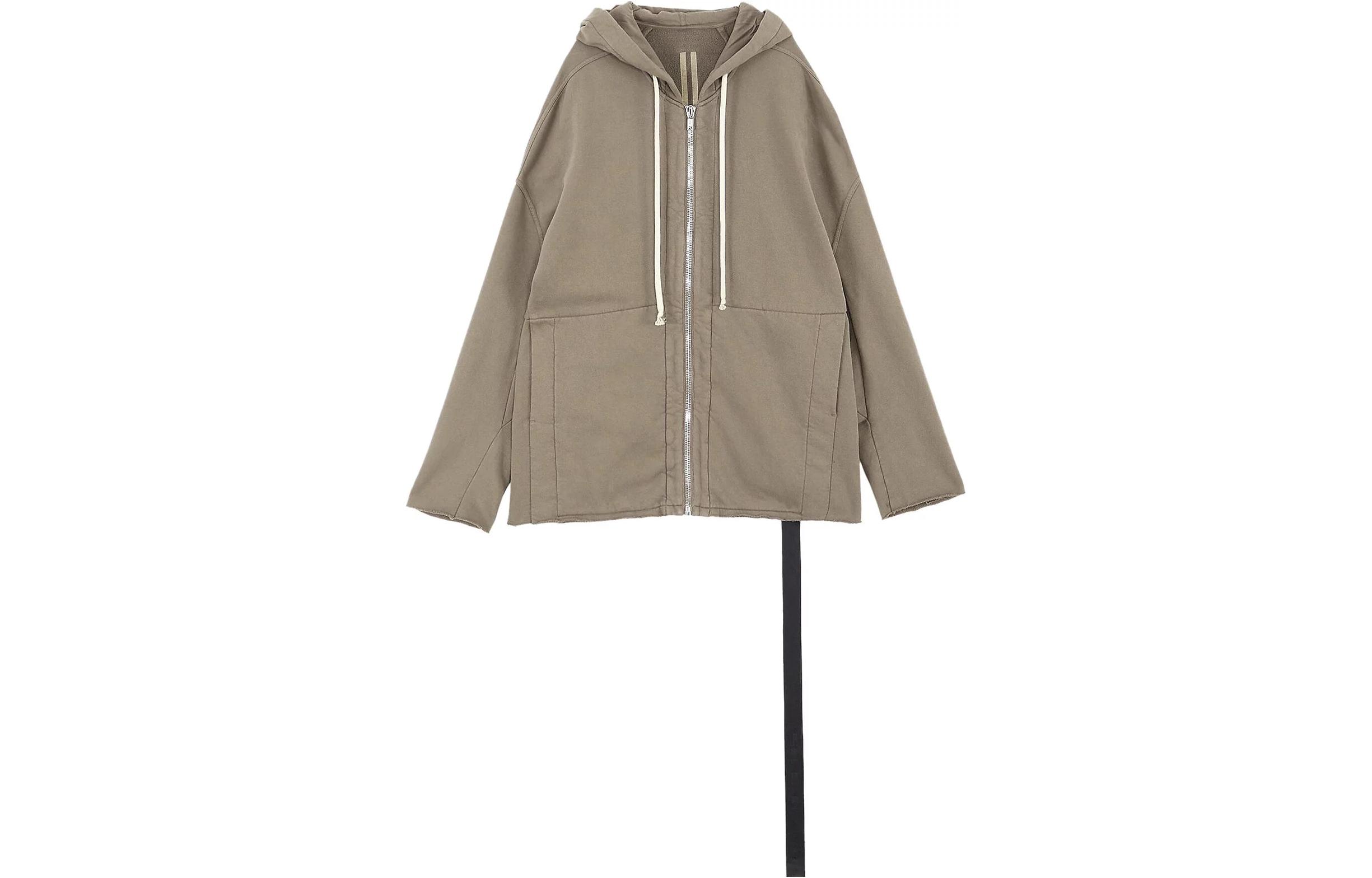 Rick Owens Grey Solid Zip-Up Hoodie Jacket DU02B4275 F 34