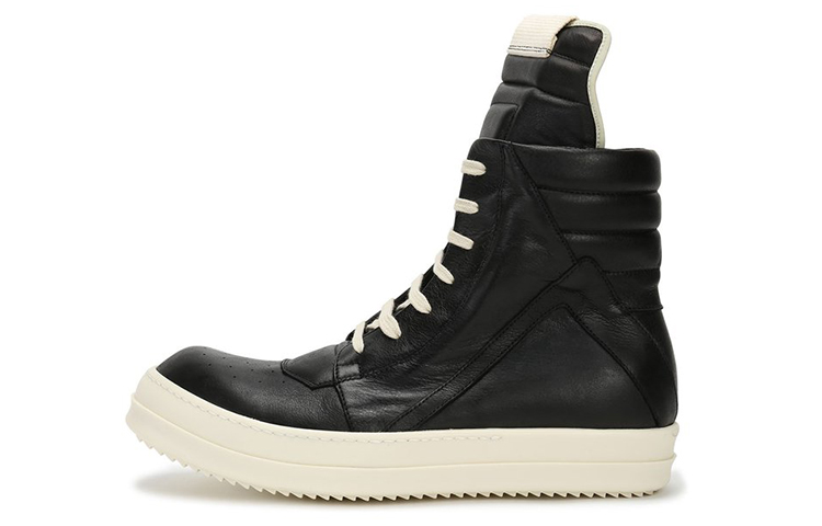 Buy RICK OWENS 高筒系帶板鞋 黑色