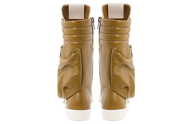 Shop リック・オウエンス ハイカットレザースニーカー イエローコンフォート RU01B1899LPO-721