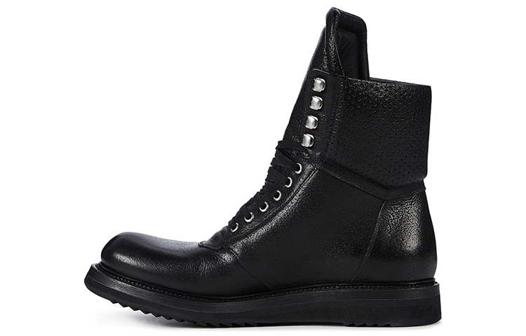 Rick Owens High-Top Marten Boots 'Black Bull Leather'