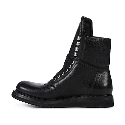 Rick Owens High-Top Marten Boots 'Black Bull Leather'