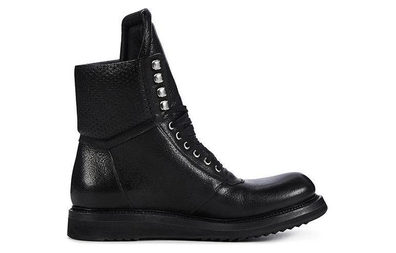 Rick Owens High-Top Marten Boots 'Black Bull Leather' 圖 2