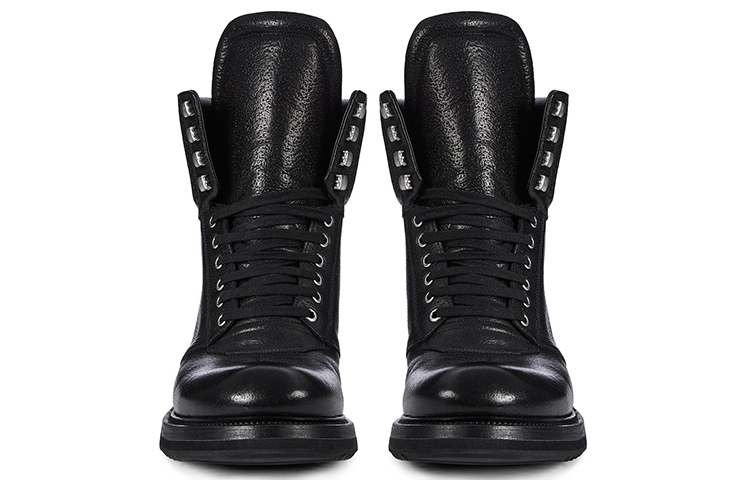 Rick Owens High-Top Marten Boots 'Black Bull Leather' 圖 3