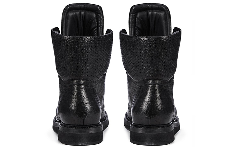 Rick Owens High-Top Marten Boots 'Black Bull Leather' 圖 4