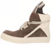 Buy RICK OWENS/RO 皮革 圓頭繫帶 高幫 板鞋 男款 棕色