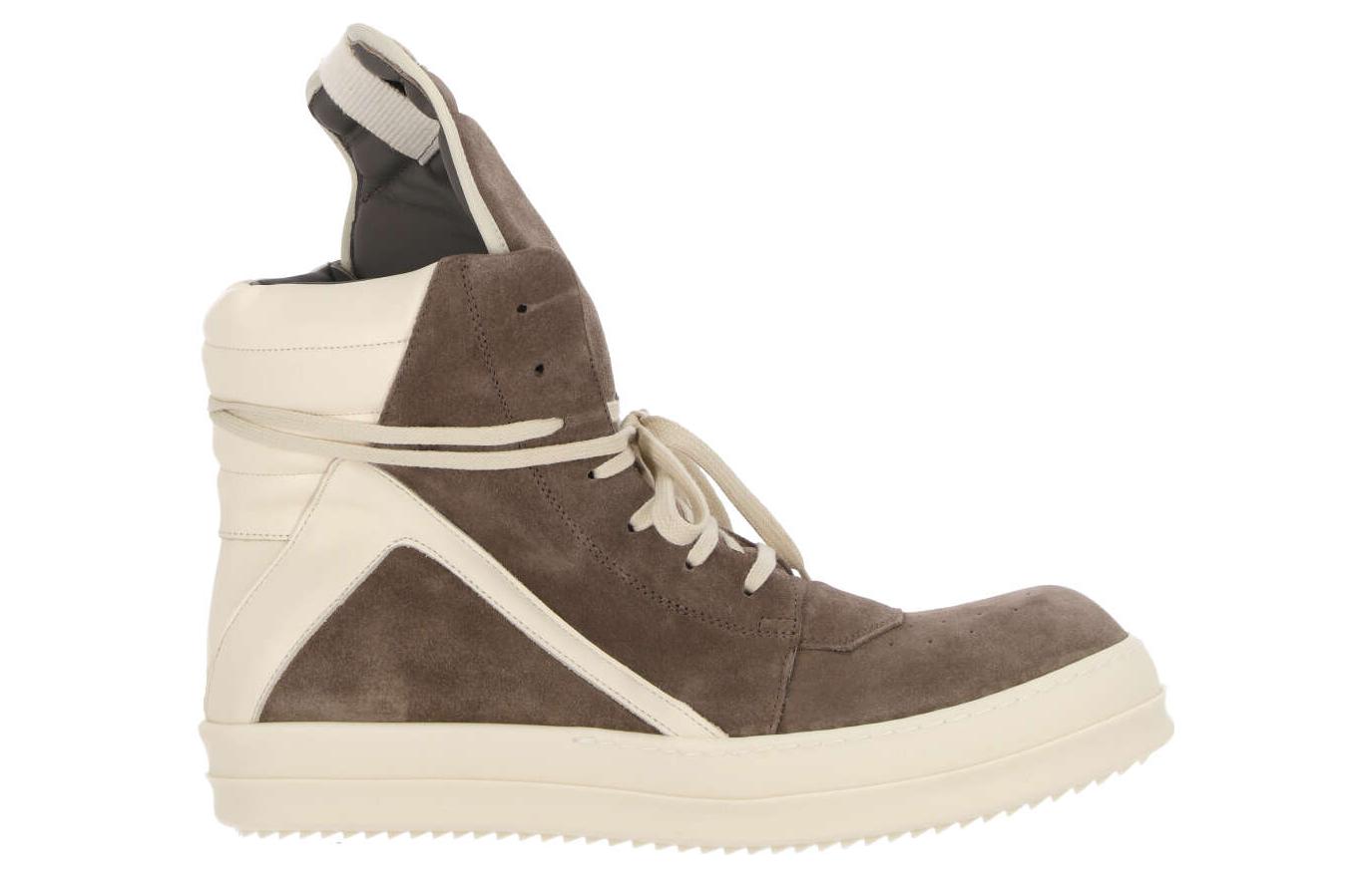 Order RICK OWENS/RO 皮革 圓頭繫帶 高幫 板鞋 男款 棕色