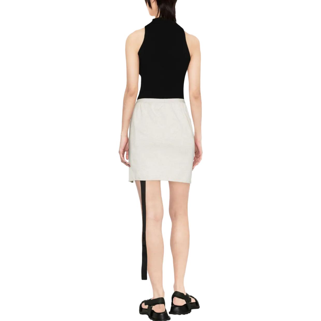 Shop Rick Owens High-Waisted Gray A-Line Midi Skirt with Elastic and Slit Design DS01C6343MRIG