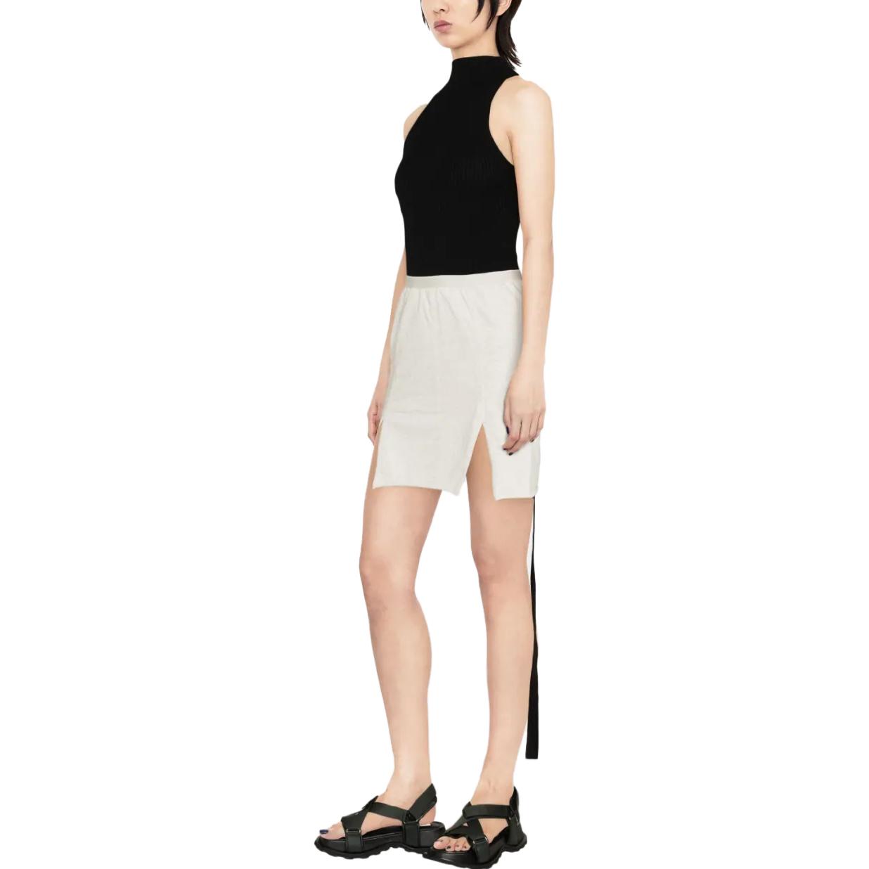 Purchase Rick Owens High-Waisted Gray A-Line Midi Skirt with Elastic and Slit Design DS01C6343MRIG