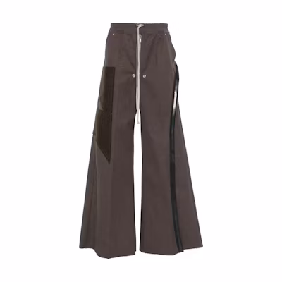 Rick Owens Lace-Up High-Waist Loose Wide-Leg Pants Grey Casualwear RR02D6307-CTWWTY-240409
