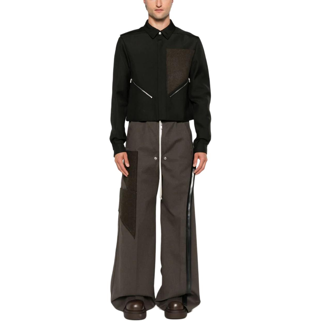 Lookbook Rick Owens 高腰寬鬆直筒長褲 灰色 休閒裝 RR02D6307-CTWWTY-240409