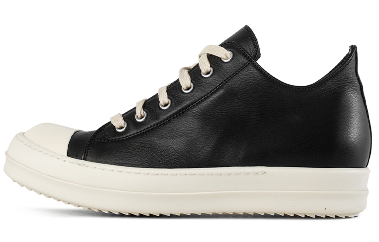 Rick Owens Leather Low Sneakers 'Essential Black'