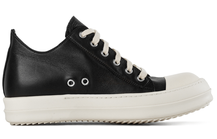 Rick Owens Leather Low Sneakers 'Essential Black' 圖 2