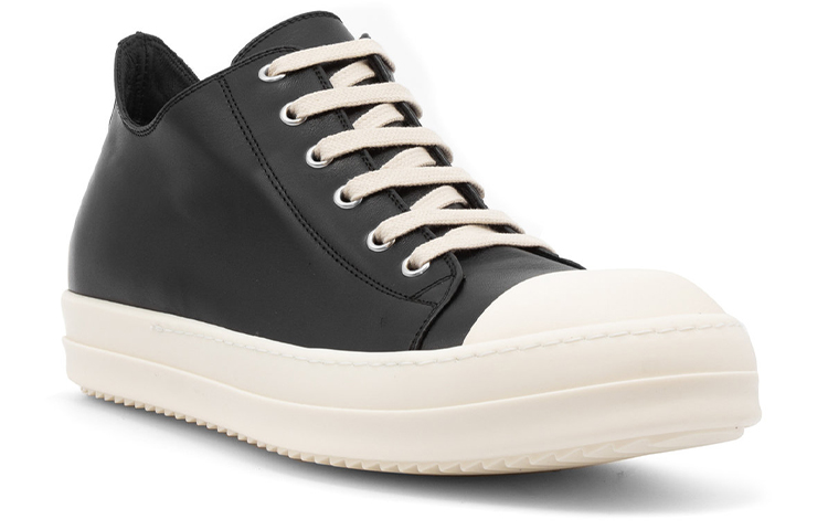 Rick Owens Leather Low Sneakers 'Essential Black' 圖 3