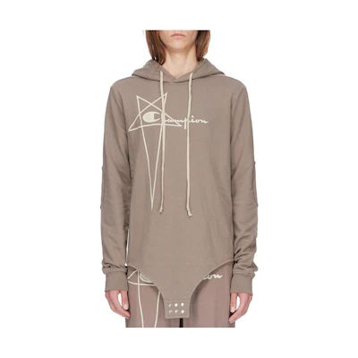 Rick Owens Letter Print Hoodie Long Sleeve Men’s Grey CM02C9227CHFE-34