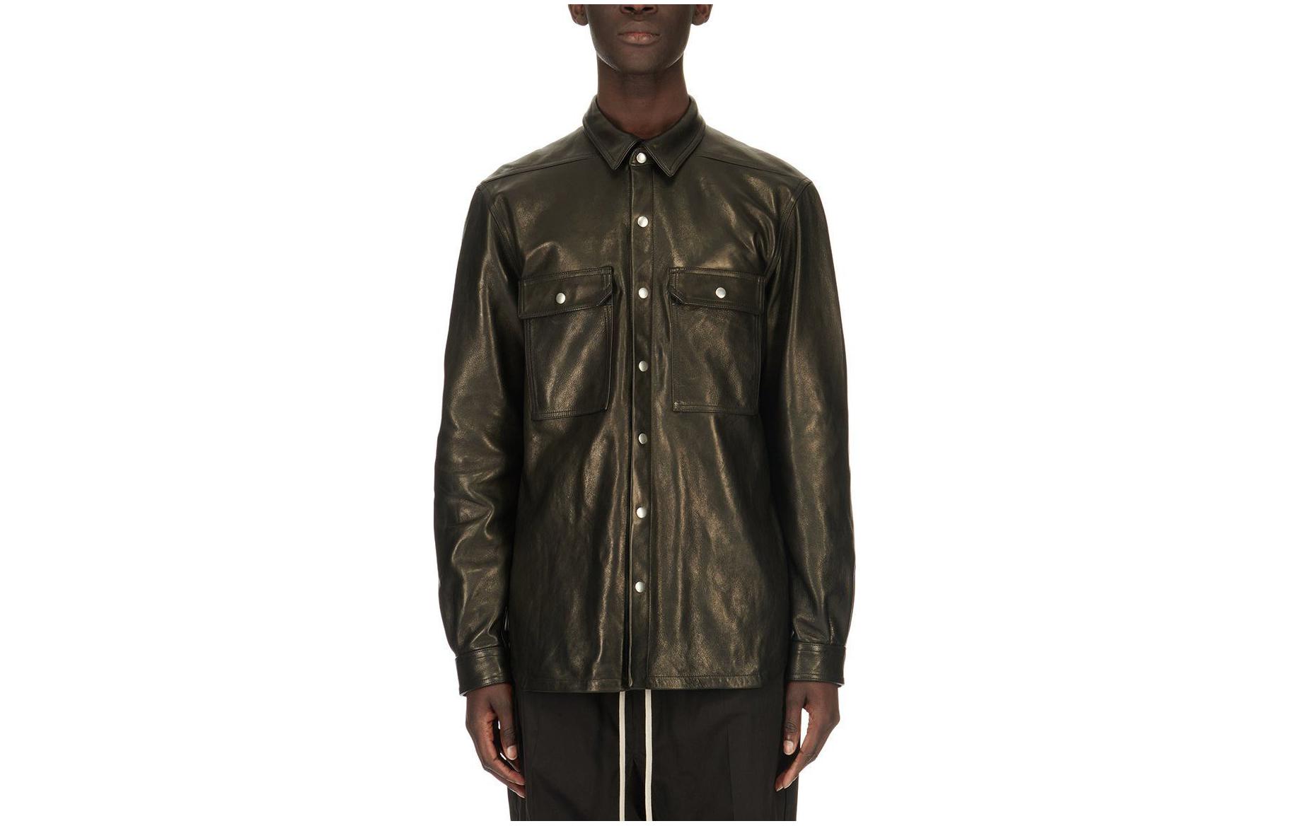Rick Owens Lido Outershirt Veg Nappa Lamb Gray Single-Breasted Jacket Men RU01D3729LNV-09