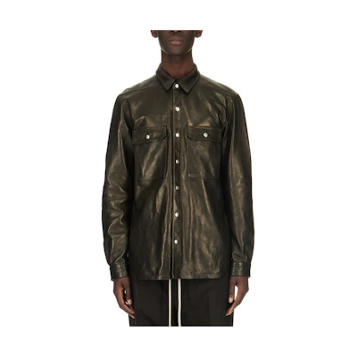 Rick Owens Lido Outershirt Veg Nappa Lamb Gray Single-Breasted Jacket Men RU01D3729LNV-09