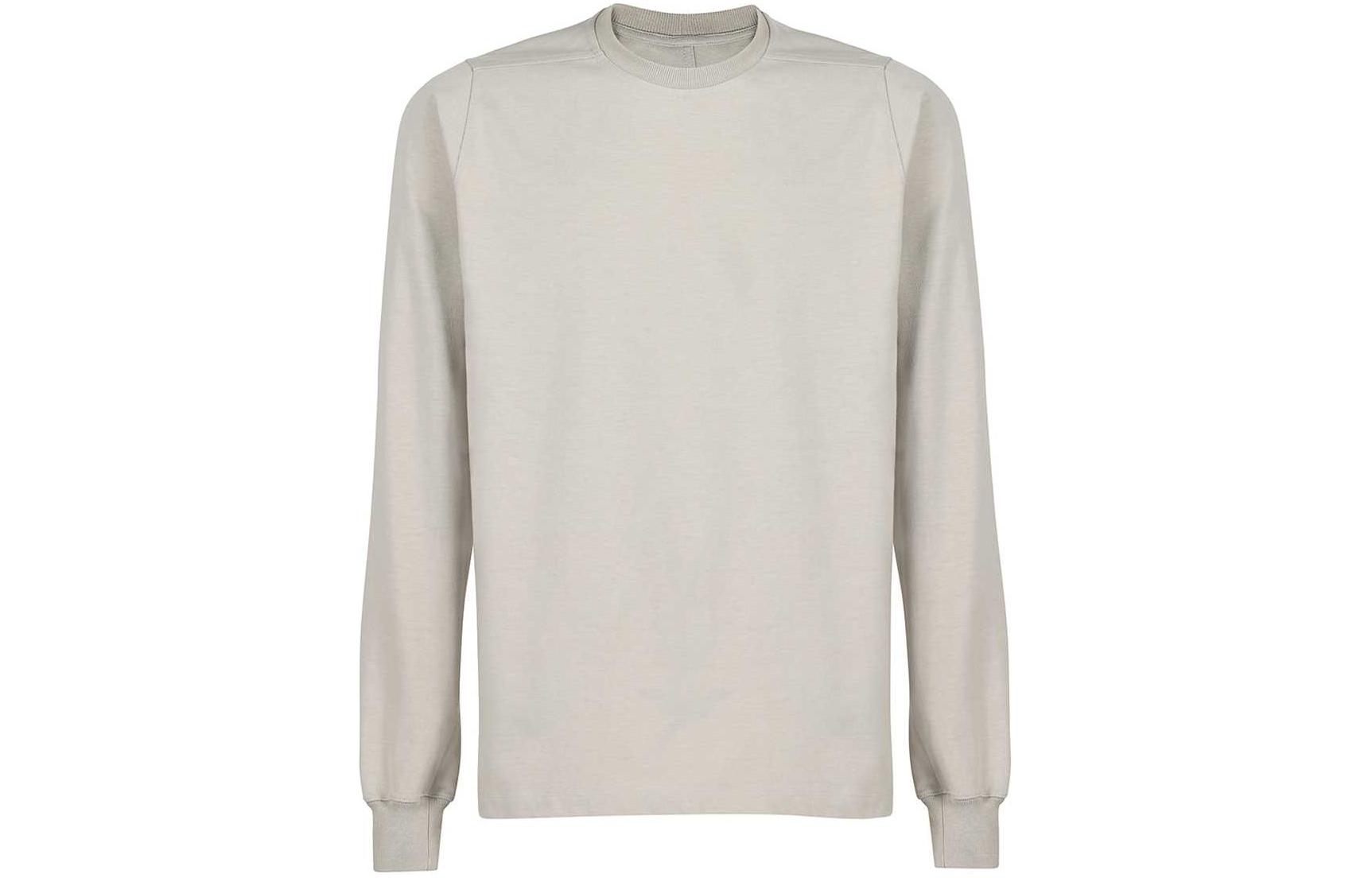 Rick Owens Light Gray Long-Sleeve Pullover Sweatshirt with Vertical Hem RU02A5277BA-08