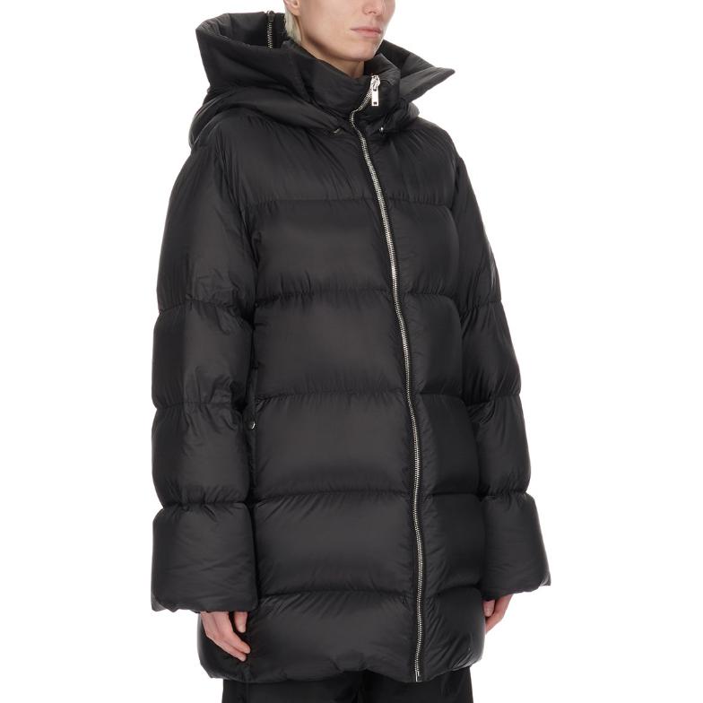 Purchase RICK OWENS徽标贴黑色连帽拉链羽绒服男女同款外套. MU02D1C02M4426-999