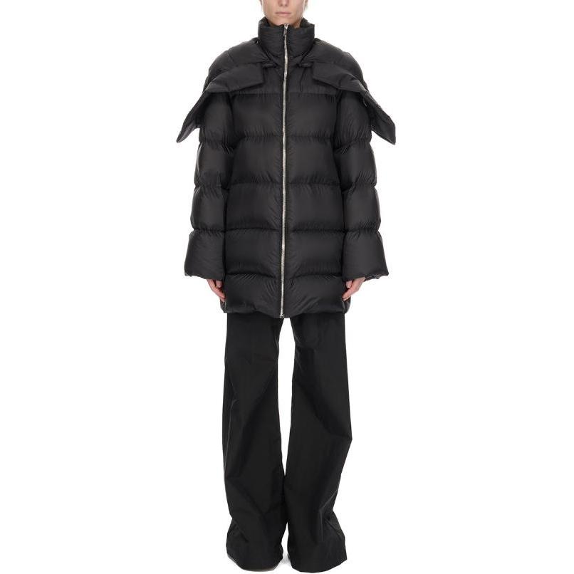 Details for RICK OWENS徽标贴黑色连帽拉链羽绒服男女同款外套. MU02D1C02M4426-999