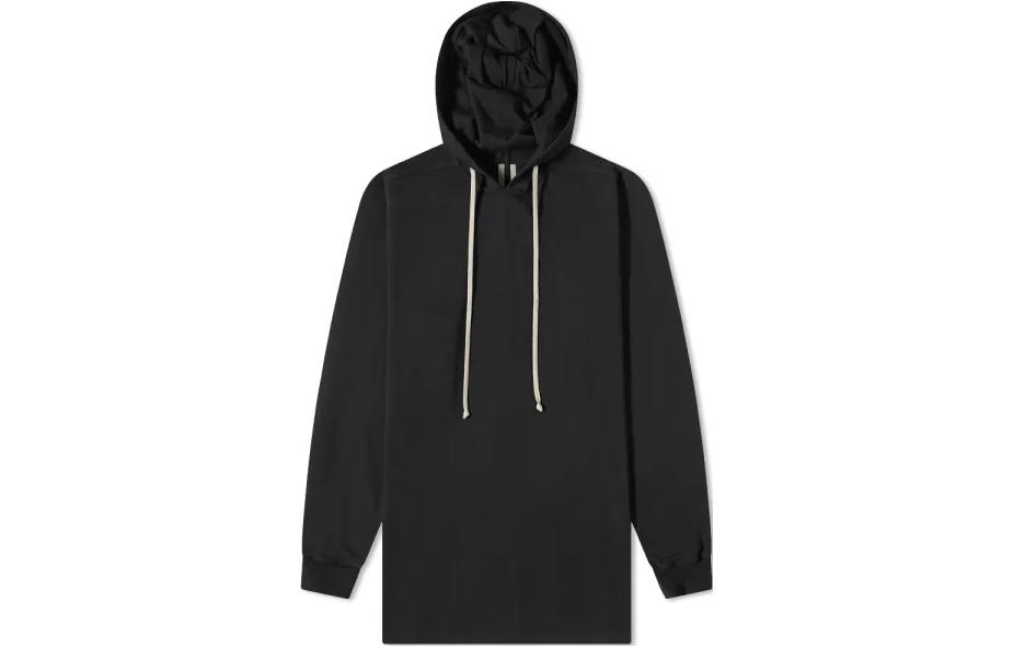 Rick Owens Long Drawstring Hoodie Black Solid Color RU02B2285BA-09