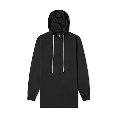 Rick Owens Long Drawstring Hoodie Black Solid Color RU02B2285BA-09
