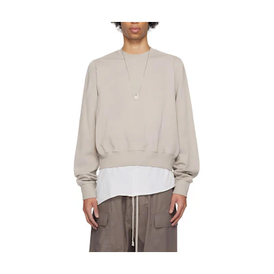 Rick Owens Loose Fit Crewneck Sweatshirt Pearl White Color RU01D3289BA-08