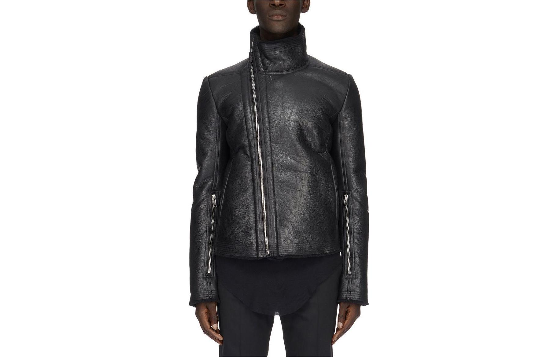 Rick Owens Luxor Bauhaus Jacket FW23 Black Shearling High-neck Zip Jacket RU02C7768LSHB-09
