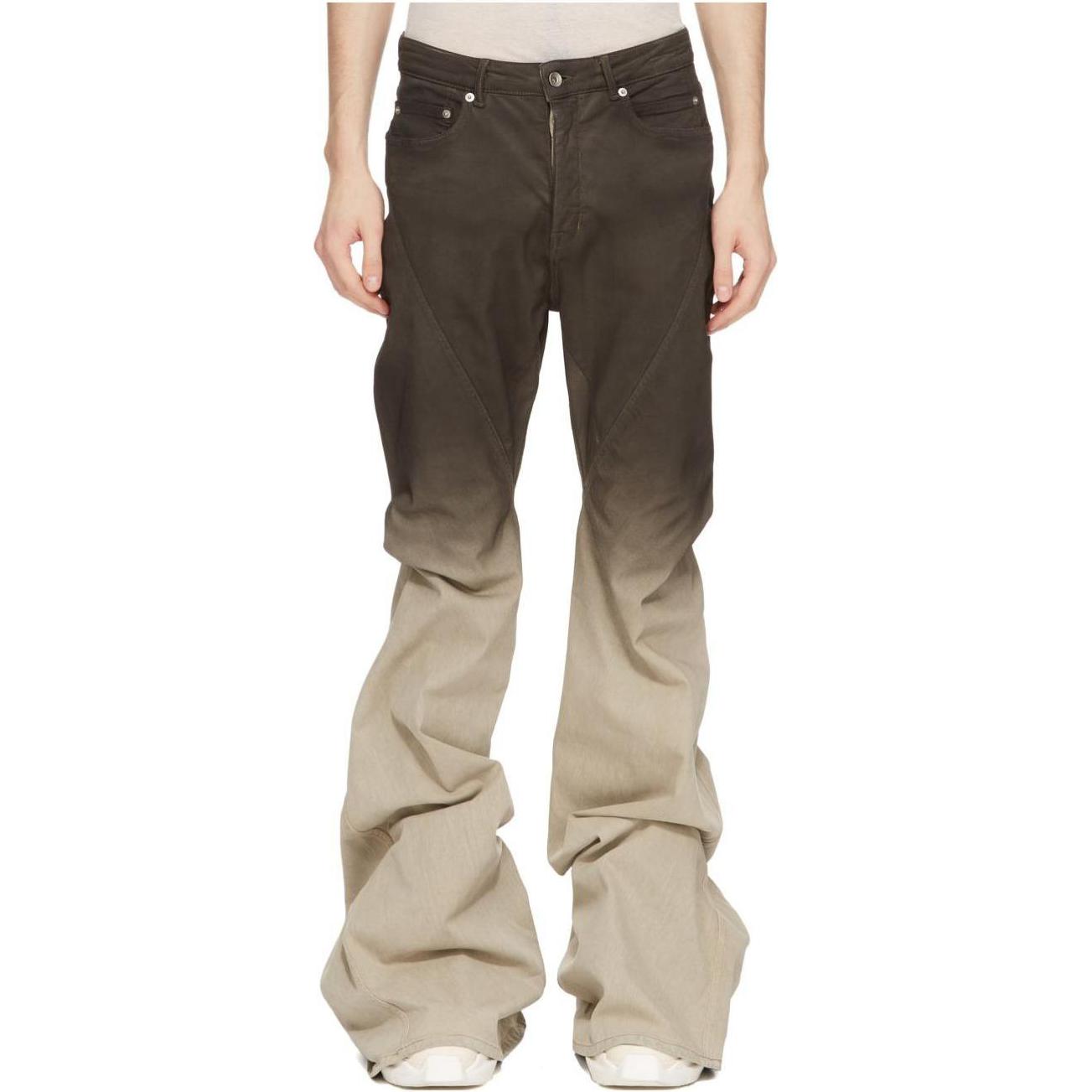 Shop Rick Owens Luxor Bias Bootcut Seluar Denim Gradient Hitam Mutiara FW23. RR02C7315SBEDE 19D