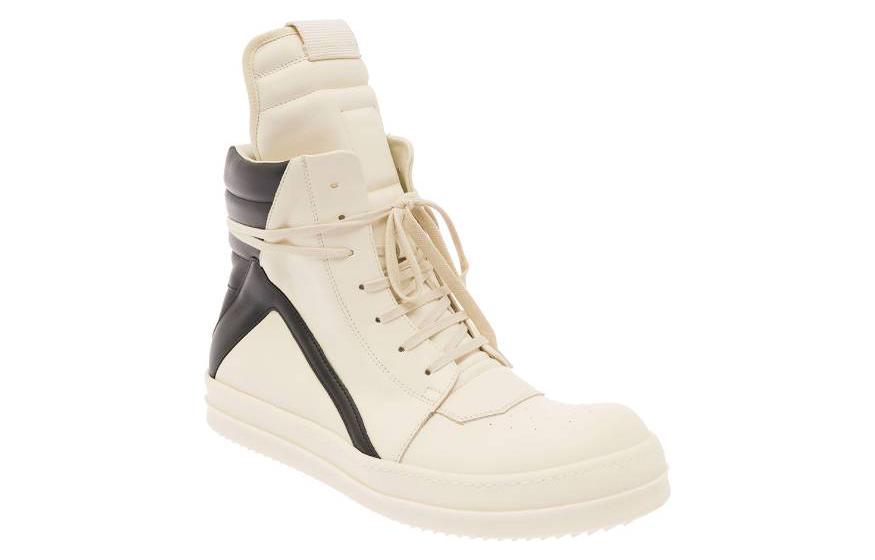 Lookbook 瑞克歐文斯/RO 小牛皮 時尚圓頭 高筒 板鞋 男款 白色