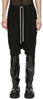 Rick Owens Luxor Rick's Pods Cady Black Loose Fit Drawstring Shorts Casual. RU02C7384HY-09 Rick Owens Luxor Rick's Pods Cady Black Loose Fit Drawstring Shorts Casual. RU02C7384HY-09