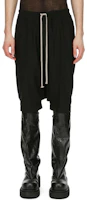 Order Rick Owens Luxor 黑色寬鬆抽繩短褲 休閒款式。 RU02C7384HY-09