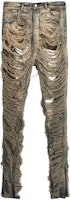 RICK OWENS Men’s Distressed Straight-Leg Zipper Jeans Brown. RR02C7313DMPSH98 RICK OWENS Men’s Distressed Straight-Leg Zipper Jeans Brown. RR02C7313DMPSH98