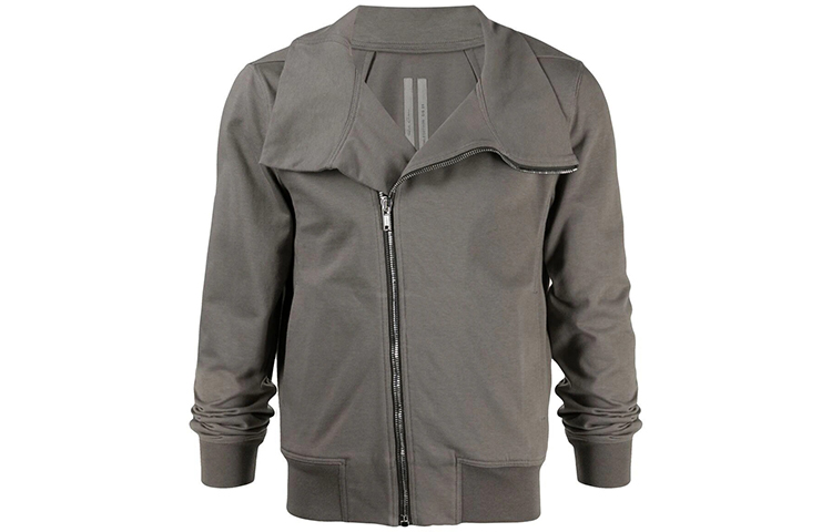 Rick Owens Men’s Gray Solid Slim Fit High Collar Zip-Up Jacket RU21S6272BA-76