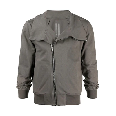 Rick Owens Men’s Gray Solid Slim Fit High Collar Zip-Up Jacket RU21S6272BA-76