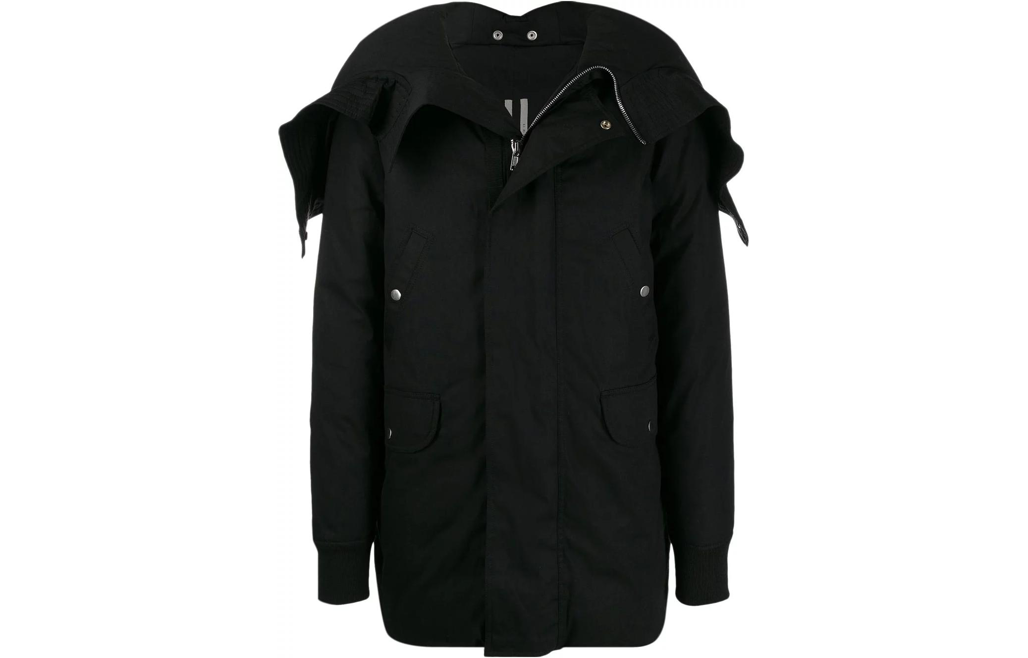 Rick Owens Monochrome Unisex Black Hooded Jacket RU19F4742TEDQD2 09