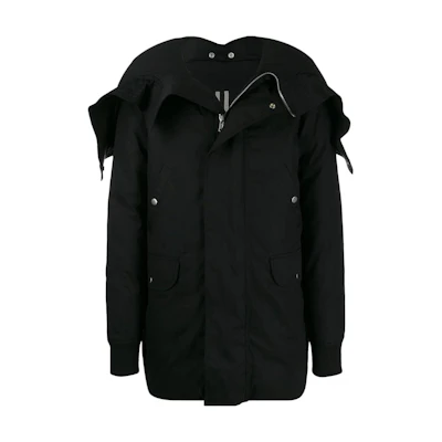 Rick Owens Monochrome Unisex Black Hooded Jacket RU19F4742TEDQD2 09