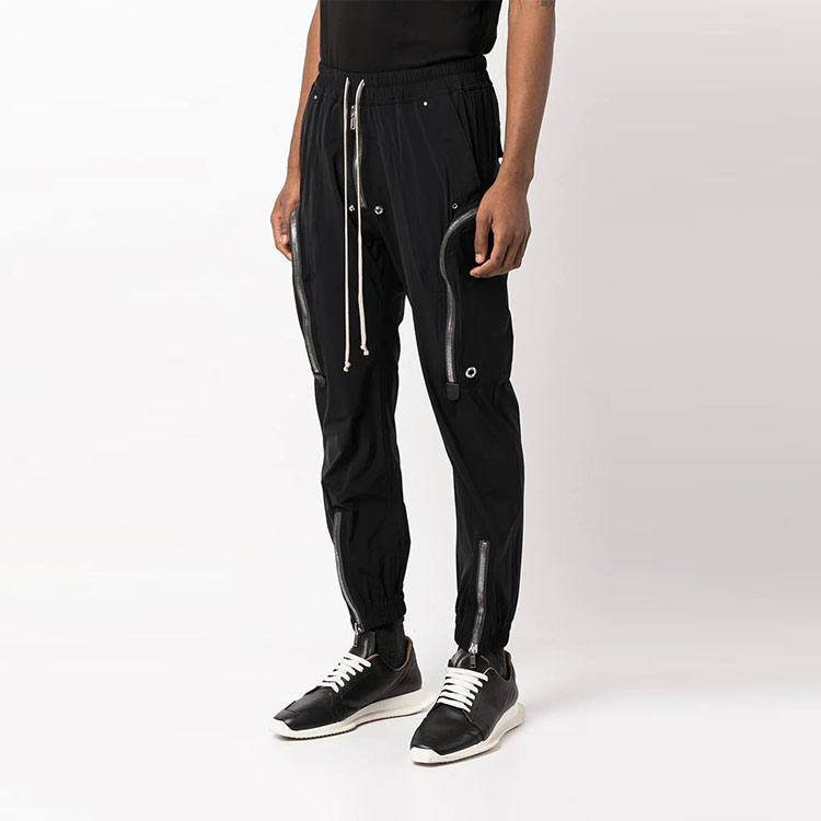 Shop RICK OWENS Seluar Kargo Slim Fit Lelaki Multi-Poket dengan Zipper & Drawstring RU01B1377NBS-09