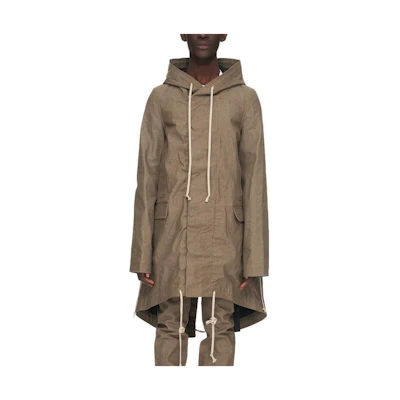 Rick Owens Oversized Khaki Hooded Long Jacket DL02C3990DJP-85