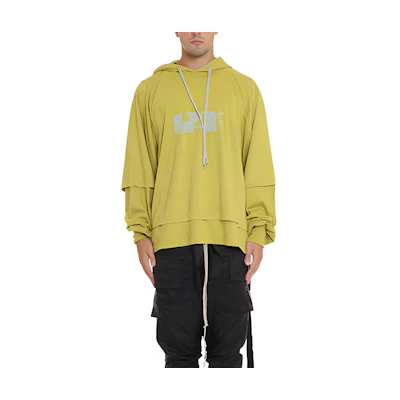 Rick Owens Oversized Layered Logo Print Yellow Sweatshirt DU02A3281-RNEP4-526