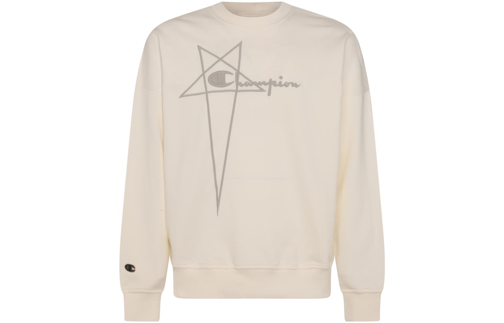 Rick Owens Oversized Printed Crewneck Sweatshirt Off-White CM02C9225CHFE11