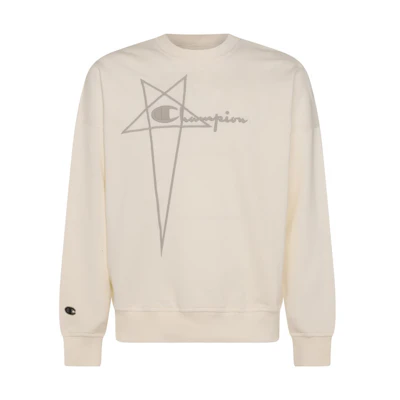 Rick Owens Oversized Printed Crewneck Sweatshirt Off-White CM02C9225CHFE11