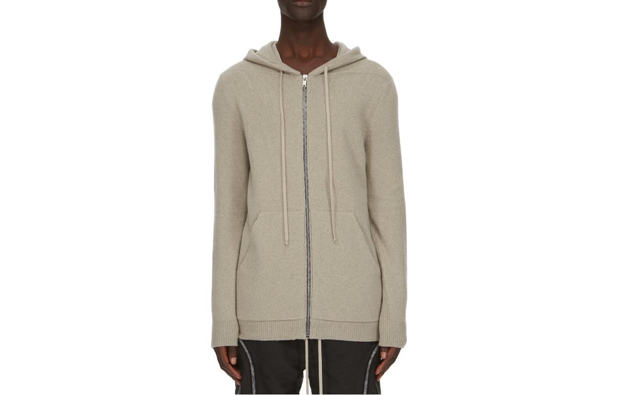 Rick Owens Pearl Knit Zip-Up Hoodie Long Sleeve Pullover RU02C7614WSBR-08