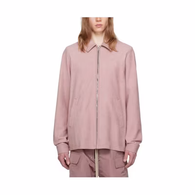 Rick Owens Pink Grainy Leather Zip-Up Jacket with Square Collar RU01D3766LCK-63