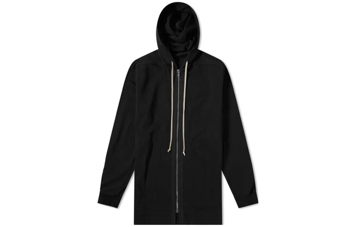 Rick Owens Plain Black Zip-Up Hoodie RU18S5288-BA-09