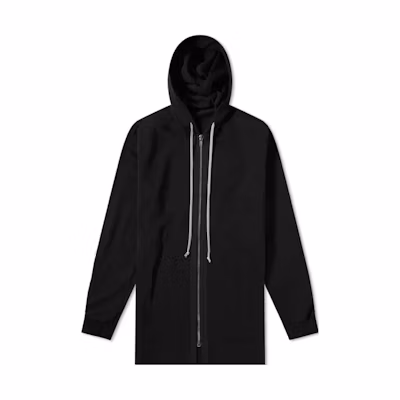 Rick Owens Plain Black Zip-Up Hoodie RU18S5288-BA-09