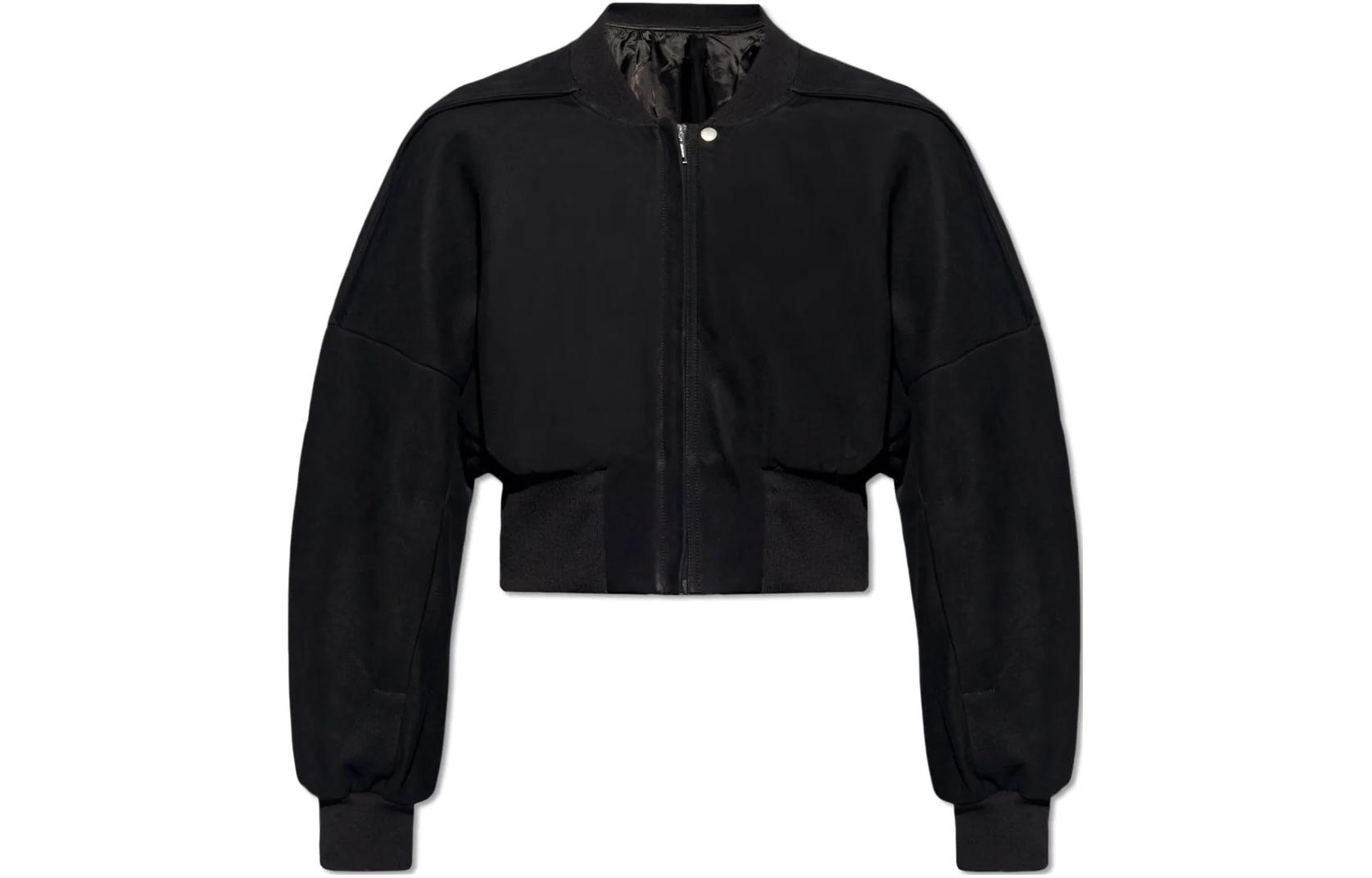 Rick Owens Plain V-Neck Zip Cropped Jacket Black RU01D3762LCK-09