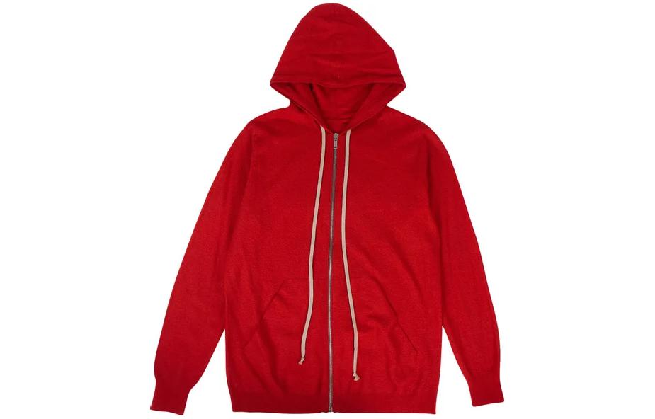 Rick Owens Red Oversized Zip Hoodie Mens Long Sleeve Pullover RU19F4614 WSB 133