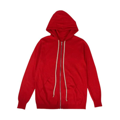 Rick Owens Red Oversized Zip Hoodie Mens Long Sleeve Pullover RU19F4614 WSB 133